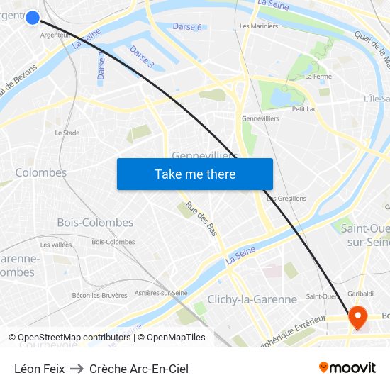 Léon Feix to Crèche Arc-En-Ciel map