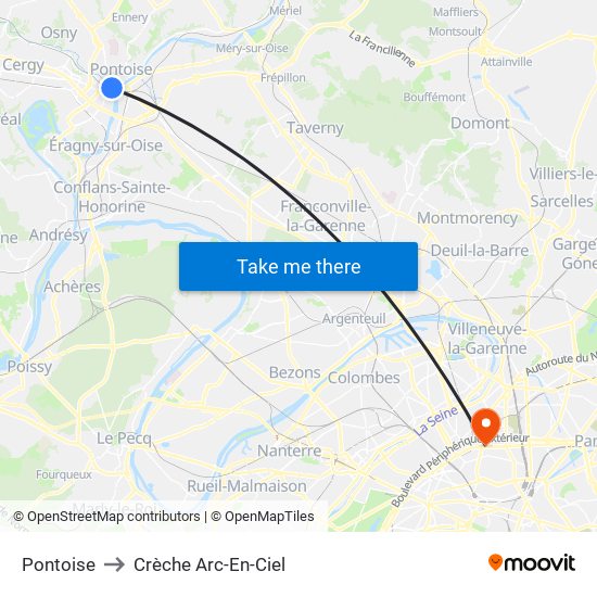 Pontoise to Crèche Arc-En-Ciel map