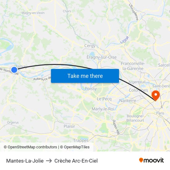 Mantes-La-Jolie to Crèche Arc-En-Ciel map