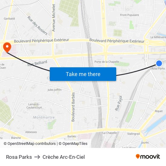 Rosa Parks to Crèche Arc-En-Ciel map