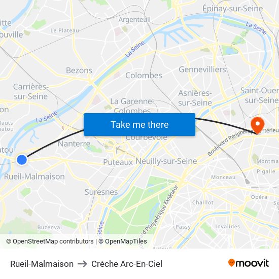 Rueil-Malmaison to Crèche Arc-En-Ciel map