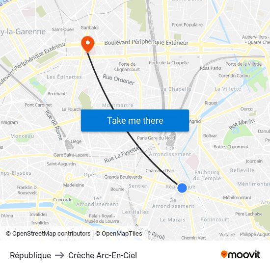 République to Crèche Arc-En-Ciel map