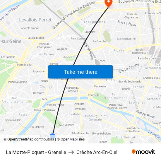 La Motte-Picquet - Grenelle to Crèche Arc-En-Ciel map