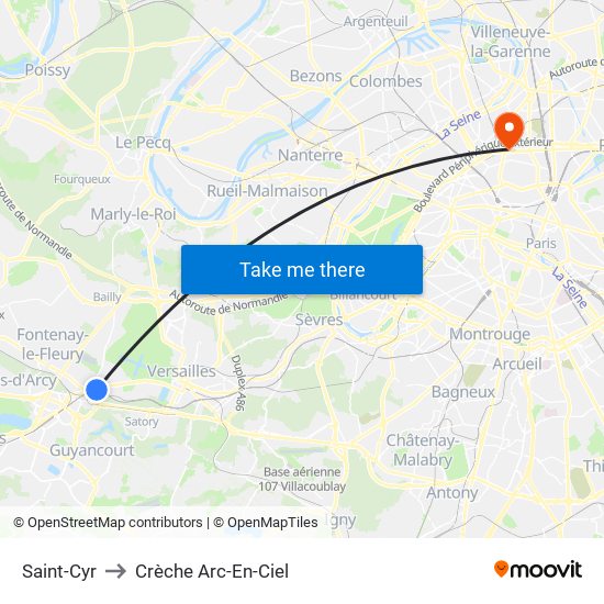 Saint-Cyr to Crèche Arc-En-Ciel map