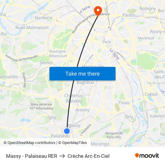 Massy - Palaiseau RER to Crèche Arc-En-Ciel map