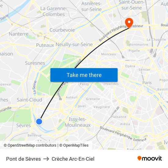 Pont de Sèvres to Crèche Arc-En-Ciel map