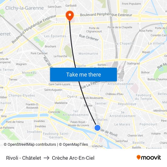 Rivoli - Châtelet to Crèche Arc-En-Ciel map