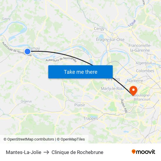 Mantes-La-Jolie to Clinique de Rochebrune map