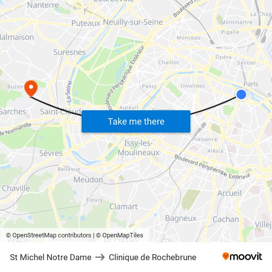 St Michel Notre Dame to Clinique de Rochebrune map