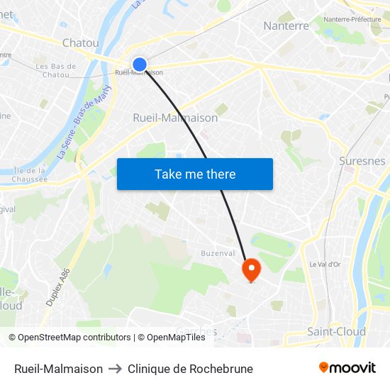 Rueil-Malmaison to Clinique de Rochebrune map