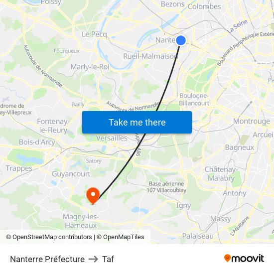 Nanterre Préfecture to Taf map