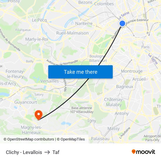 Clichy - Levallois to Taf map
