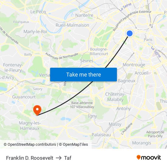 Franklin D. Roosevelt to Taf map