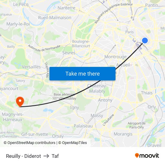 Reuilly - Diderot to Taf map