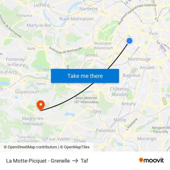 La Motte-Picquet - Grenelle to Taf map