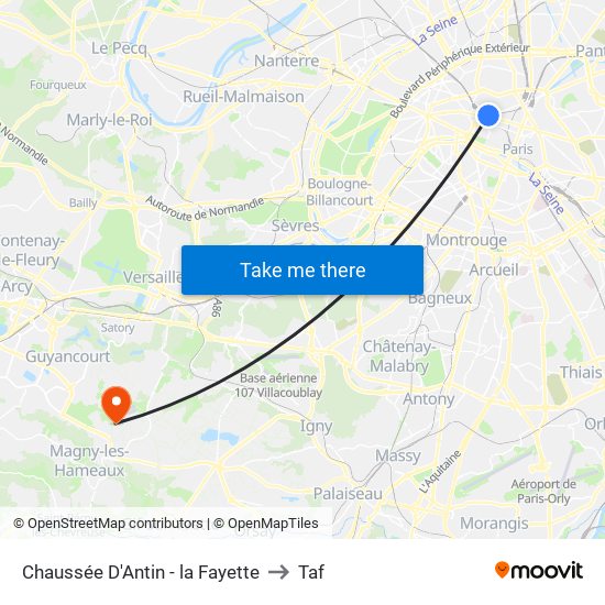 Chaussée D'Antin - la Fayette to Taf map