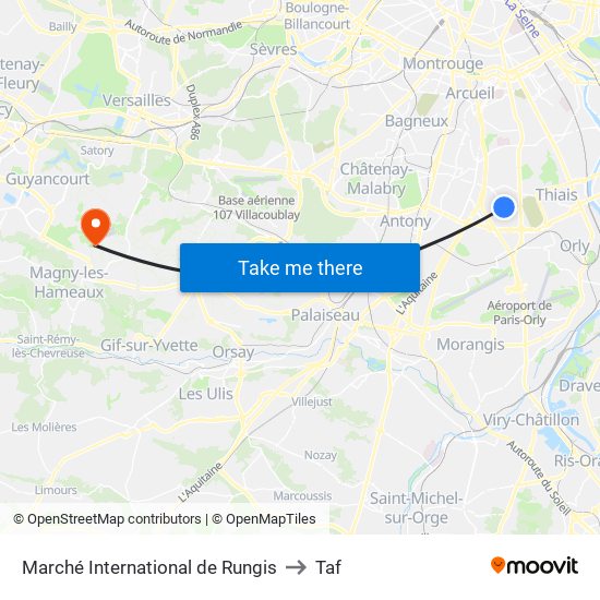 Marché International de Rungis to Taf map