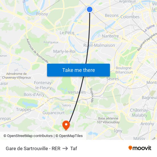 Gare de Sartrouville - RER to Taf map