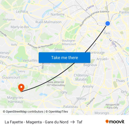 La Fayette - Magenta - Gare du Nord to Taf map