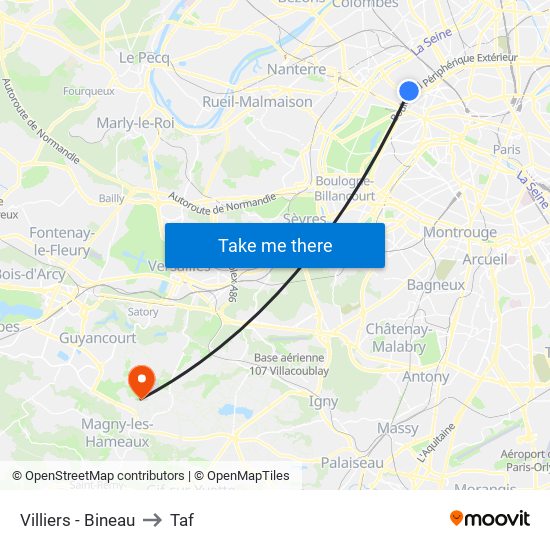 Villiers - Bineau to Taf map