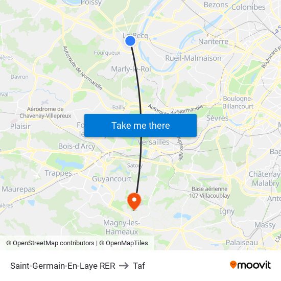 Saint-Germain-En-Laye RER to Taf map