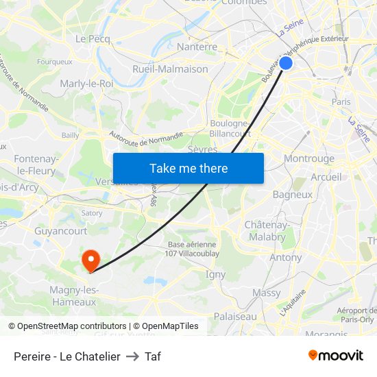 Pereire - Le Chatelier to Taf map