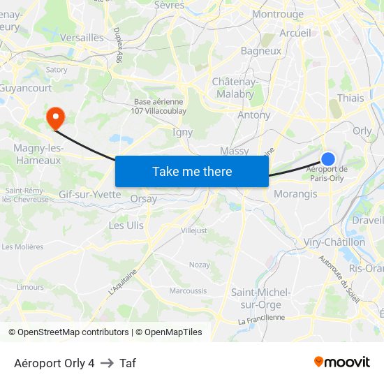 Aéroport Orly 4 to Taf map