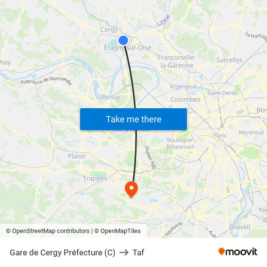 Gare de Cergy Préfecture (C) to Taf map