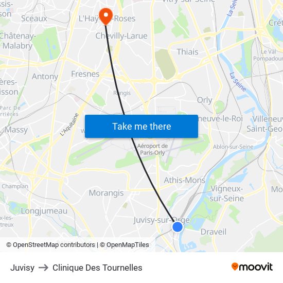 Juvisy to Clinique Des Tournelles map