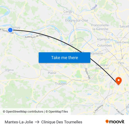 Mantes-La-Jolie to Clinique Des Tournelles map