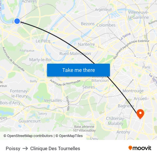 Poissy to Clinique Des Tournelles map