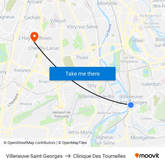Villeneuve-Saint-Georges to Clinique Des Tournelles map