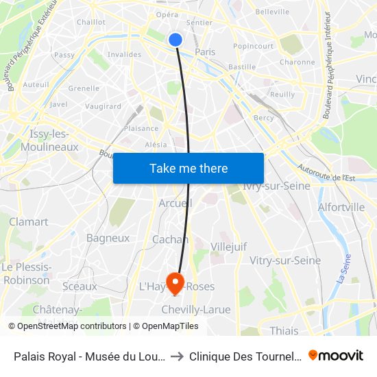 Palais Royal - Musée du Louvre to Clinique Des Tournelles map