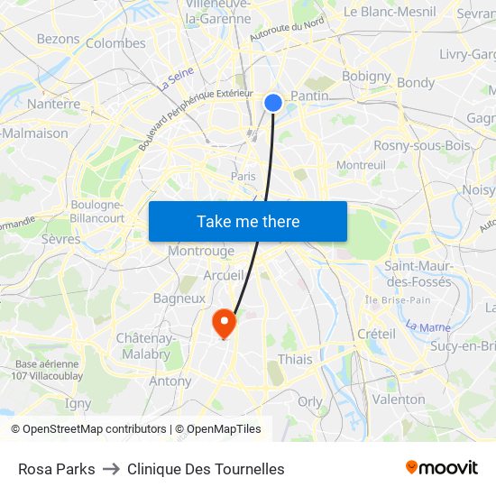Rosa Parks to Clinique Des Tournelles map