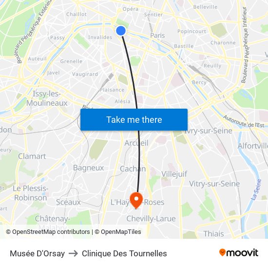 Musée D'Orsay to Clinique Des Tournelles map