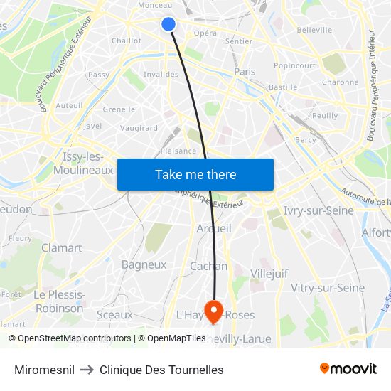 Miromesnil to Clinique Des Tournelles map