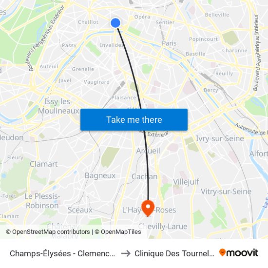 Champs-Élysées - Clemenceau to Clinique Des Tournelles map