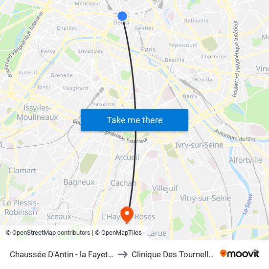Chaussée D'Antin - la Fayette to Clinique Des Tournelles map