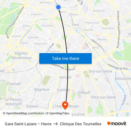 Gare Saint-Lazare – Havre to Clinique Des Tournelles map