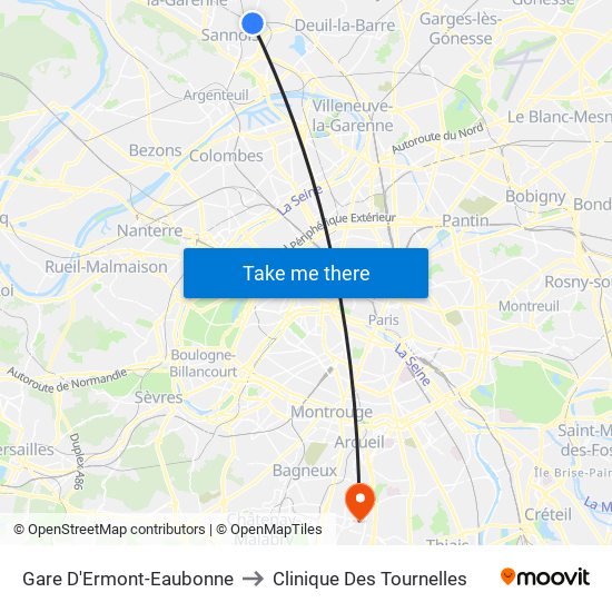 Gare D'Ermont-Eaubonne to Clinique Des Tournelles map