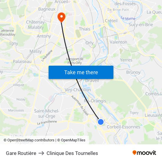Gare Routière to Clinique Des Tournelles map