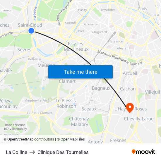 La Colline to Clinique Des Tournelles map