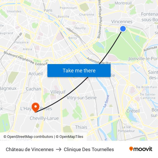 Château de Vincennes to Clinique Des Tournelles map