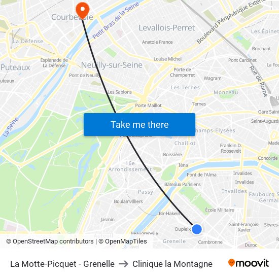 La Motte-Picquet - Grenelle to Clinique la Montagne map