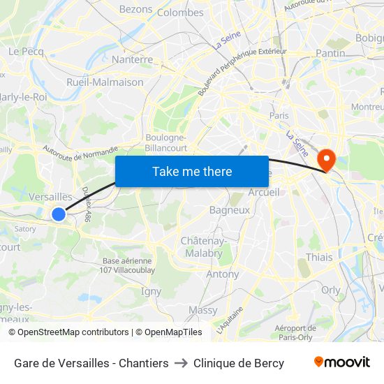 Gare de Versailles - Chantiers to Clinique de Bercy map