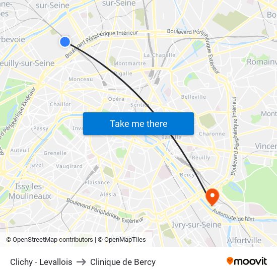 Clichy - Levallois to Clinique de Bercy map