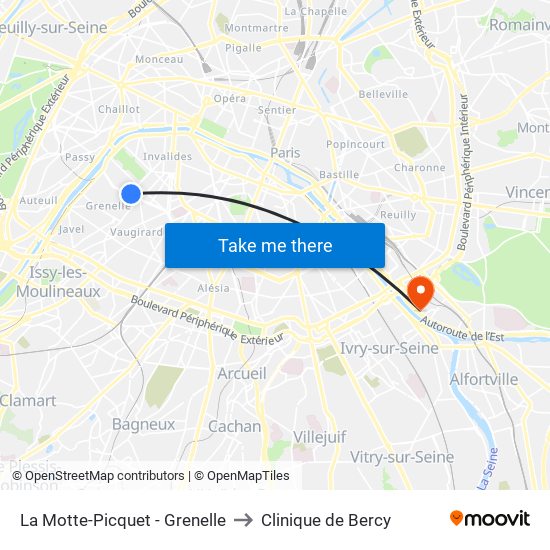 La Motte-Picquet - Grenelle to Clinique de Bercy map