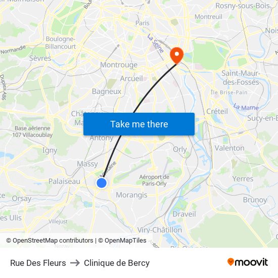 Rue Des Fleurs to Clinique de Bercy map
