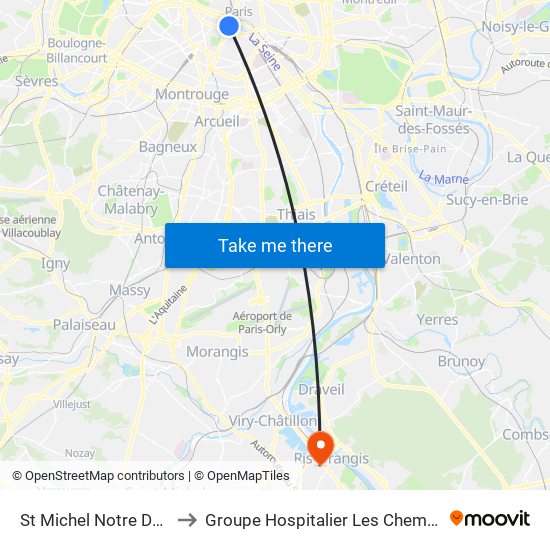 St Michel Notre Dame to Groupe Hospitalier Les Cheminots map