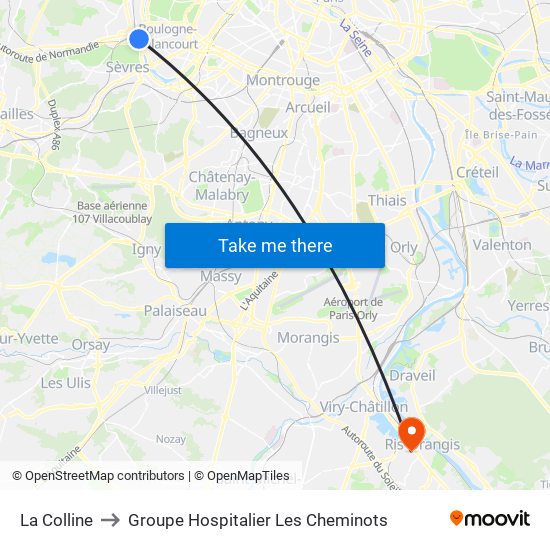 La Colline to Groupe Hospitalier Les Cheminots map